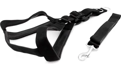 Produktbild von Hundegeschirr und Hundeführleine Set für mittelgroße und große Hunde XL Führleine Brustgeschirr verstellbar 75 bis 95cm Nylon Schwarz  Hundeleine