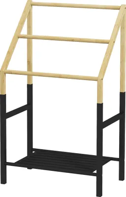 Produktbild von Handtuchhalter, freistehend, 3 Stangen, 51x31x85,5cm, Schwarz/Naturholz