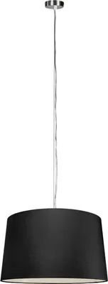 Zdjęcie produktu dla QAZQA – Design Nowoczesna lampa wisząca I Lampa wisząca I Lampa wisząca Stal I Srebro I Matowy nikiel z kloszem 45 cm czarny – Cappo 1 I Salon – Stal Okrągła – Pasuje do żarówek LED E27