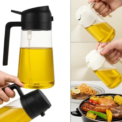 Produktbild von Glas-Olivenölflasche, zum Kochen & Luftfritteuse, Sojasauce und Essigsprüher Ölsprühflasche zum Kochen (450 ml)