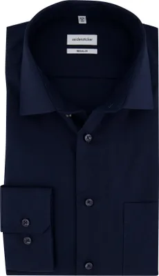 Image de Seidensticker Chemise coupe normale bleu foncé uni