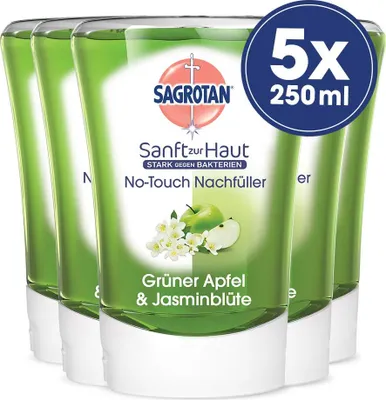 Produktbild von Sagrotan No-Touch Nachfüller Apfel & Jasmin Limited Edition Handseife 5 x 250 ml