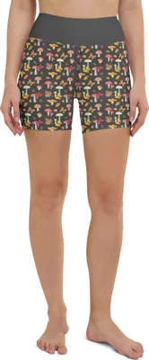 Produktbild von Mr. & Mrs. Panda Yoga Shorts Pilze Schmetterlinge Größe S - Grau - Geschenk, Sportbekleidung, Sportshorts, Schmetterling Muster, Fitnesshose, Yogabekleidung, Sporthose