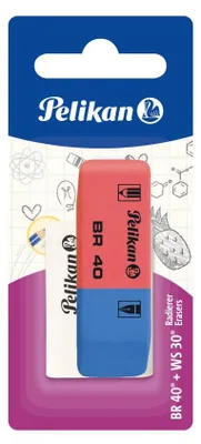 Image de Pelikan 2 gommes : BR 40 (rouge/bleu) + WS30B (blanc)