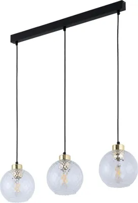 Produktbild von Hängelampe 100cm Schwarz mit 3 geriffelten Glasschirmen