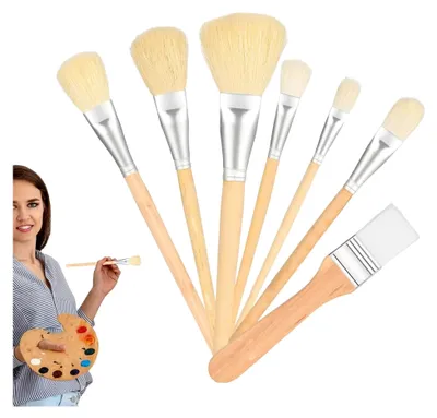 Produktbild von Wischpinsel Aus Acryl – 7 Fächerpinsel, Große -Vergoldungspinsel, Langlebige Synthetische Borsten, Weiche, Flexible Spitzen | Premium-Mopppinsel Für Acrylmalerei Für Leinwand, Papier, Kunst, K