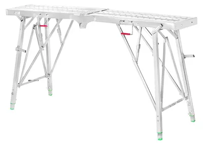 Obrázek produktu pro Skládací pracovní plošina – výškově nastavitelný ocelový žebřík – délka 140 cm – nosnost 150 kg – přenosný – pro sádrokartonářské a malířské práce