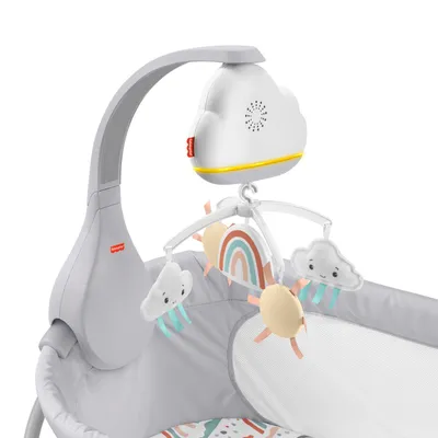 Zdjęcie produktu dla Fisher-Price HBP40, Łóżeczko dziecięce, Brzmienie, Światło nocne, Wbudowany zegar, Tkanina, Plastik