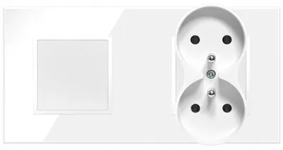 Produktbild von Adelid Quadra Glas Weiß Doppelsteckdose Lichtschalter Set