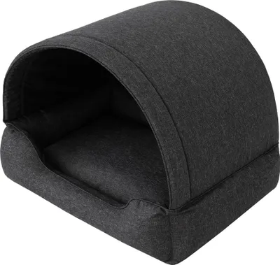 Produktbild von Hundebett, Stoffhundehaus, Katzenhöhle, Hundehütte, Hundekorb, Hundeliege, Schlafplätze, Möbel für Tiere, Hundesofa, Schwarz, L: 60x47 cm