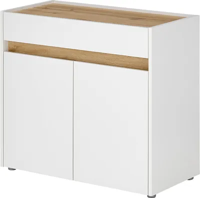 Produktbild von Kommode, 80cm breit, weiß mit Eiche, CRISP-61