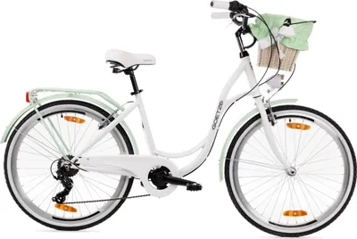 Obrázek produktu pro Městské kolo Goetze Mood 26 – dámské, 6 rychlostí Shimano, ocelový stupňovitý rám 17, LED osvětlení, košík
