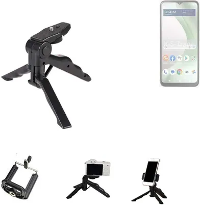 Produktbild von K-S-Trade Stativ Tisch-Ständer Dreibein Handy-Stativ Ständer kompatibel mit BLU View 5 Mini-Stativ Smartphone Tripod Handy-Stativ aus Plastik