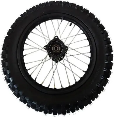 Produktbild von Dirtbike Komplettrad Pitbike Stahlfelge Ersatzreifen hinten 90/100-14 15mm Achse