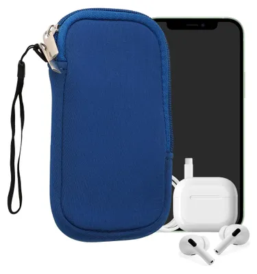 Produktbild von kwmobile Neopren Handytasche für Smartphones L - 6,5" - Handy Tasche mit Reißverschluss - Handyhülle universal Blau