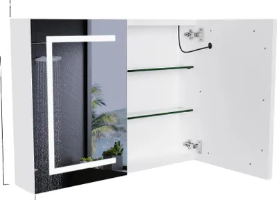 Produktbild von Spiegelschrank, Wandmontage, verstellbare LED-Beleuchtung, Doppeltür