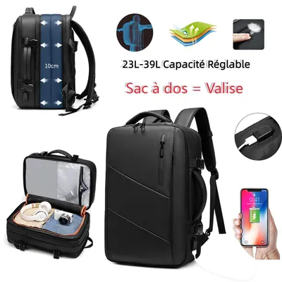 Image de Sac à dos de voyage pour hommes et femmes, grand sac à dos pour bagages à main, sac à main extensible, sac à dos pour ordinateur portable