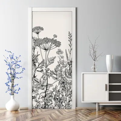Produktbild von Dekorative Türtapete selbstklebend Klebefolie Türposter Türaufkleber Feldflora weiß 85 x 200 cm