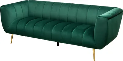 Produktbild von Retro 3er Sofa NOBLESSE 225cm smaragdgrün Samt 3-Sitzer mit Ziersteppung 3er Couch