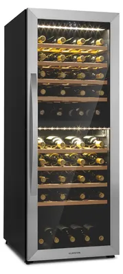 Obrázok produktu pre Klarstein vinotéka, slim, sklenené dvere, 2 zóny, UV ochrana, 5-20 °C, 77 fliaš