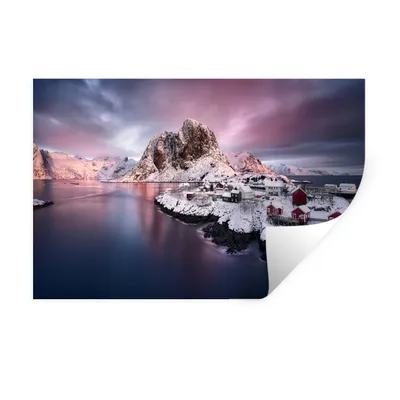 Produktbild von MuchoWow® Wandtattoo Wandsticker Wandaufkleber Lofoten Norwegen Fotodruck 90x60 cm Selbstklebend und Repositionierbar - Aufkleber