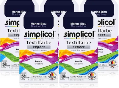 Produktbild von Simplicol Textilfarbe expert Marine-Blau 150g - Farbe zum Färben (5er Pack)