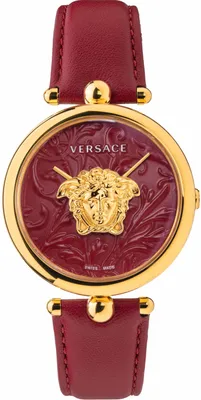 Produktbild von Versace VECO01520 Palazzo Empire gold rot Leder Armband Uhr Damen NEU