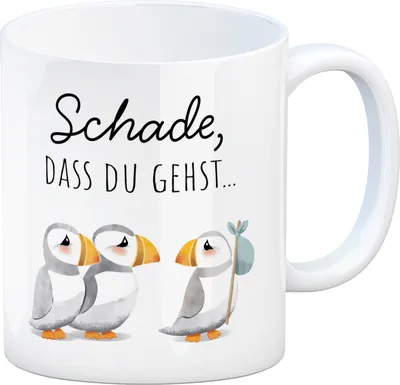 Produktbild von Schade, dass du gehst Papageitaucher Kaffeebecher Abschied Kollege