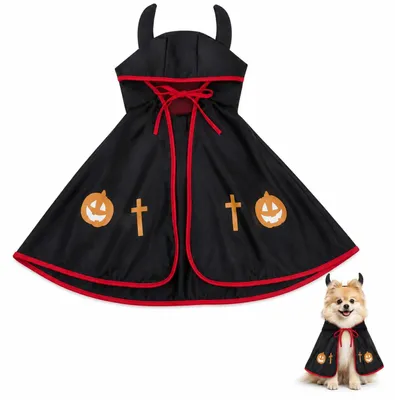 Halloween-Kostüm für Hunde, Teufel & Vampir-Umhang, schwarz
