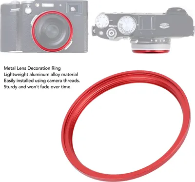 Image de Bague décorative de lentille en métal, alliage d'aluminium, robuste, léger, protecteur pour X100 V VI F T S, rouge