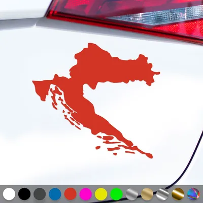 Produktbild von PantherPixel Kroatien Aufkleber Karte Umriss Croatia Hrvatska Sticker Auto Geschenkidee Farbe Rot