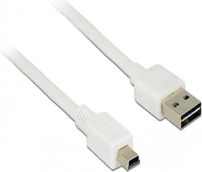Zdjęcie produktu dla DeLOCK 3m, USB2.0-A/USB2.0 Mini-B, 3 m, USB A, Mini-USB B, USB 2.0, Męska/Męska, Biały