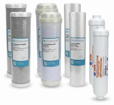 Produktbild von 1 Jahr Filter Set 10' 8-teilig Ersatzfilter Umkehrosmose Anlage RO Sediment Aktivkohle