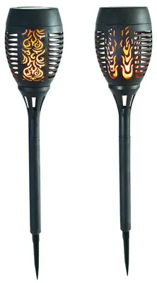 Image de Torche solaire de jardin aspect rotin Lampe de jardin Lanterne solaire Lampe solaire