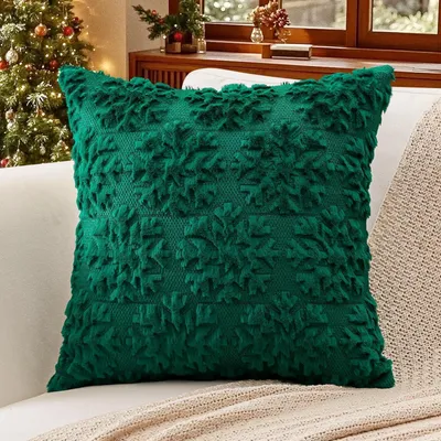 Produktbild von Kissenbezug Wolle Plüsch Wollsamt Schneeflocke Grün 60x60 cm 1 Stück