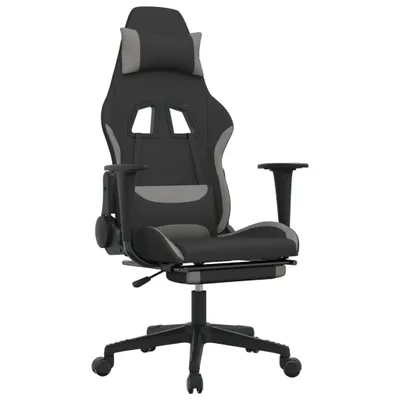 Produktbild von Gaming-Stuhl mit Fußstütze Schwarz und Hellgrau Stoff