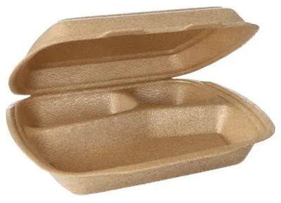 Produktbild von Menüboxen mit Klappdeckel, XPP 3-geteilt 7 cm x 20,5 cm x 24 cm beige