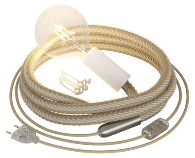 Immagine prodotto di Creative Cables - SnakeBis Corda - Lampada plug-in con cordone trecciato in juta