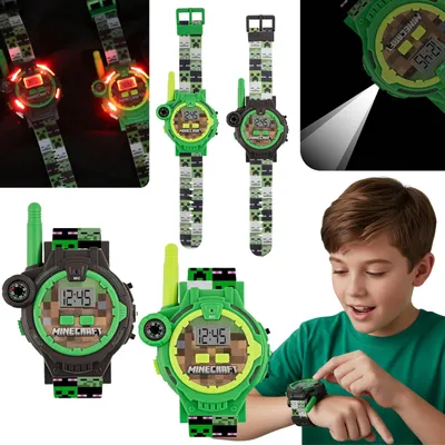 Produktbild von MINECRAFT Creeper Uhrenset mit Walkie-Talkie-Funktion für Kinder, WALKIE-TALKIE, Taschenlampe, Kompass, REICHWEITE 200 m