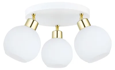 Produktbild von KAR-LIGHTING Deckenleuchte 3-flammig Weiß aus Stahl und Glas, stilvolle Innenleuchte für Esszimmer & Wohnzimmer, inkl. Montagezubehör, E27