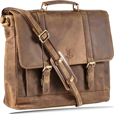 Produktbild von MATADOR Leder Umhängetasche DUBAI Laptoptasche 18 Zoll Hunter Braun