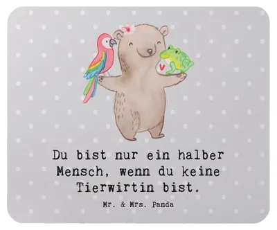Produktbild von Mr. & Mrs. Panda Mousepad Tierwirtin Herz - Grau Pastell - Geschenk, Mauspad, Bauernhof, Lustig, pc, Landwirtin, laptop, mausteppich, Mouse Pad, Farmerin, Spruch