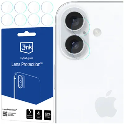 Zdjęcie produktu dla 3MK Lens Protection, Apple, iPhone 16, Odporny na uderzenia, Odporny na zadrapania, Przezroczysty, 4 szt.