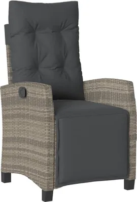 Produktbild von vidaXL Gartensessel mit Fußteil Verstellbar Grau Poly Rattan