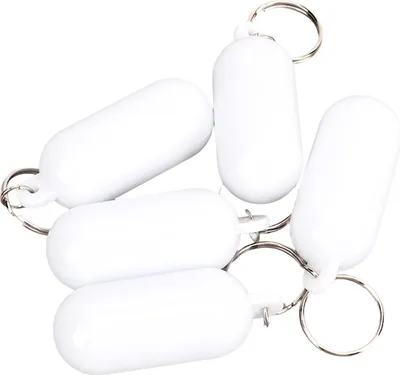 Immagine prodotto di 5pcs plastica galleggiante anello chiave forma pillola galleggiante anello chiave per la pesca barca - kayak - surf all'aperto sport all'aperto bianco