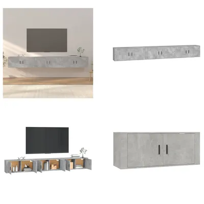 Produktbild von vidaXL TV Wandschränke 3 Stk. Betongrau 100x34,5x40 cm - TV-Wandschrank - TV-Wandschränke - TV-Schrank - TV-Konsole