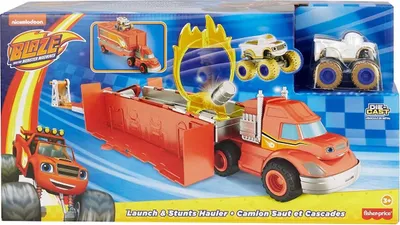 Zdjęcie produktu dla Fisher-Price Blaze and the Monster Machines Blaze i megamaszyny Kaskaderska ciężarówka Zestaw 2 w 1, 3 lat(a), Czerwony, Plastik