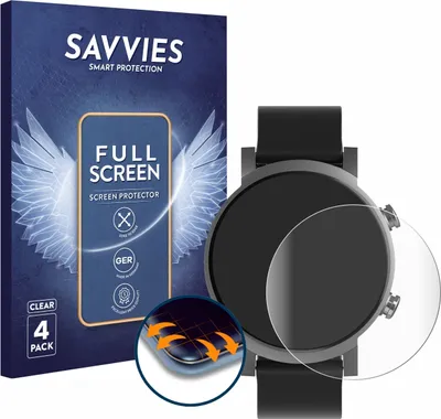 Produktbild von 4x Savvies Fullscreen Schutzfolie für Mobvoi Ticwatch E3 Displayschutz Folie Fullcover Klar Transparent