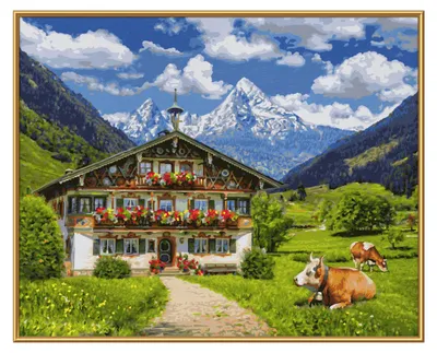 Immagine prodotto di Schipper Malen nach Zahlen Bergbauernhof, Meisterklasse Premium, Malvorlage, Wandbild, 40 x 50 cm, 609130857