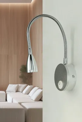 Obrázek produktu pro Nástěnné svítidlo LED hliník neutrální bílá 4400 K 160 lm 40 cm vysoké s vypínačem ohebné rameno ve stříbrné barvě